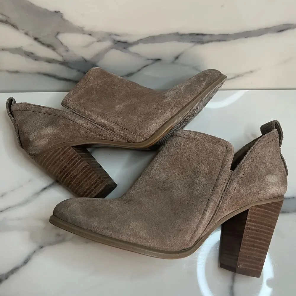 Vince Camuto Brown Leather Block Heel Francia Boots Sz 8.5 Western Boho Festival
